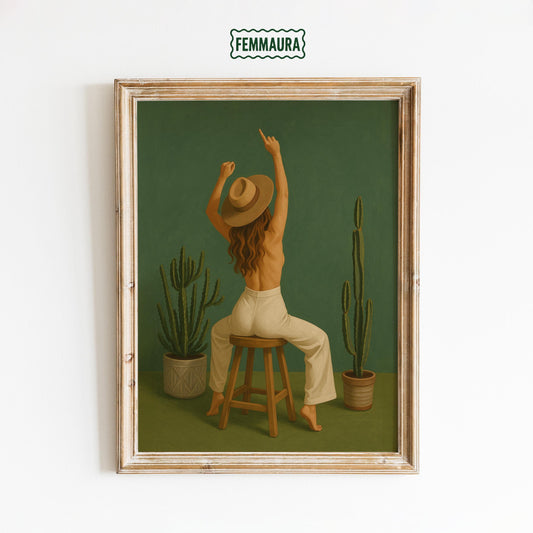 Boho Cactus Poster – Vintage Desert Wall Art | Retro Boho Decor Print