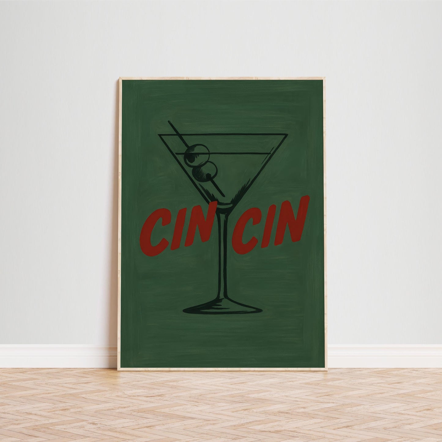 Retro Cocktail Poster – Martini Glass Art With Bold Typography Print
