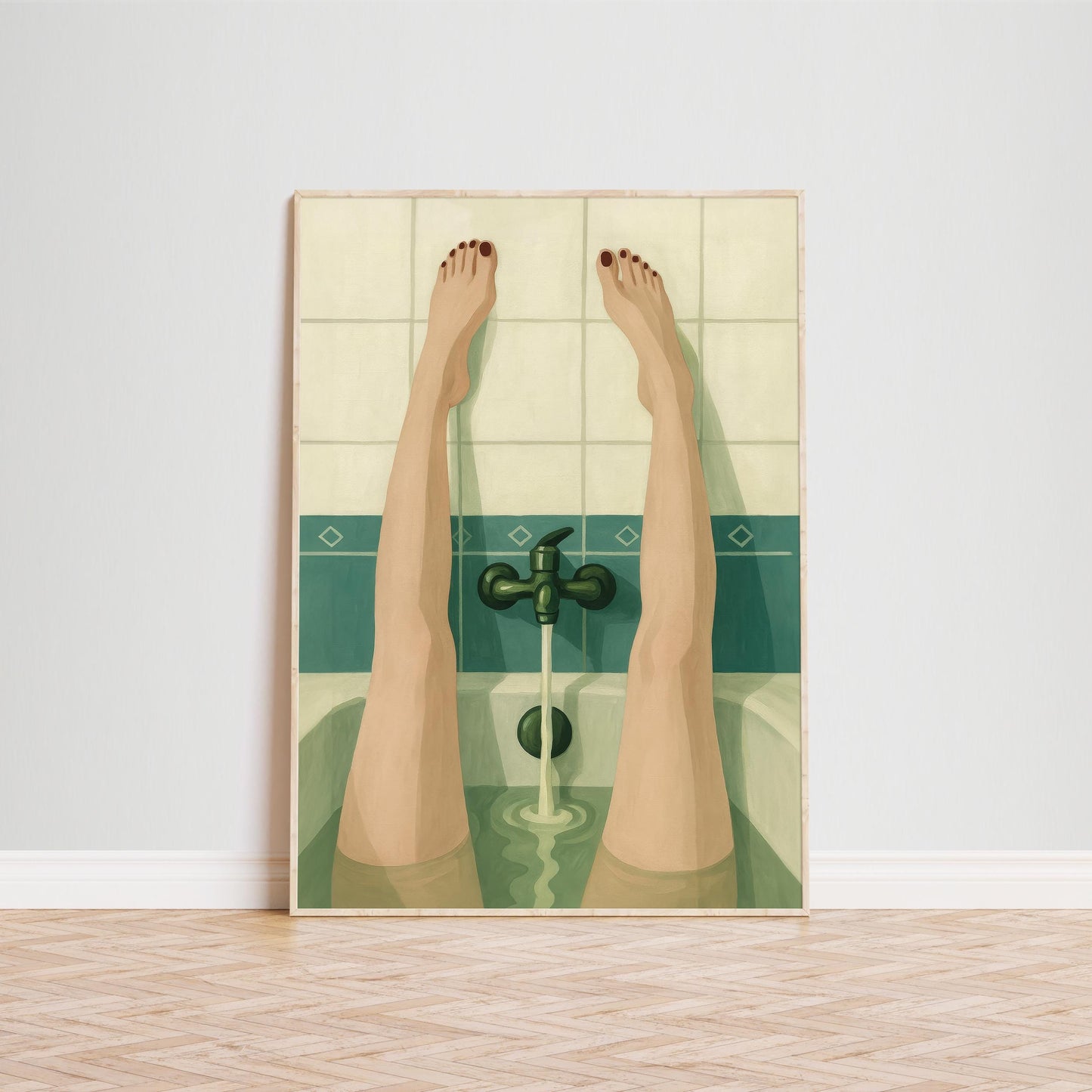 Bathtub Legs Art Print – Minimalist Bathroom Wall Print | Retro Decor
