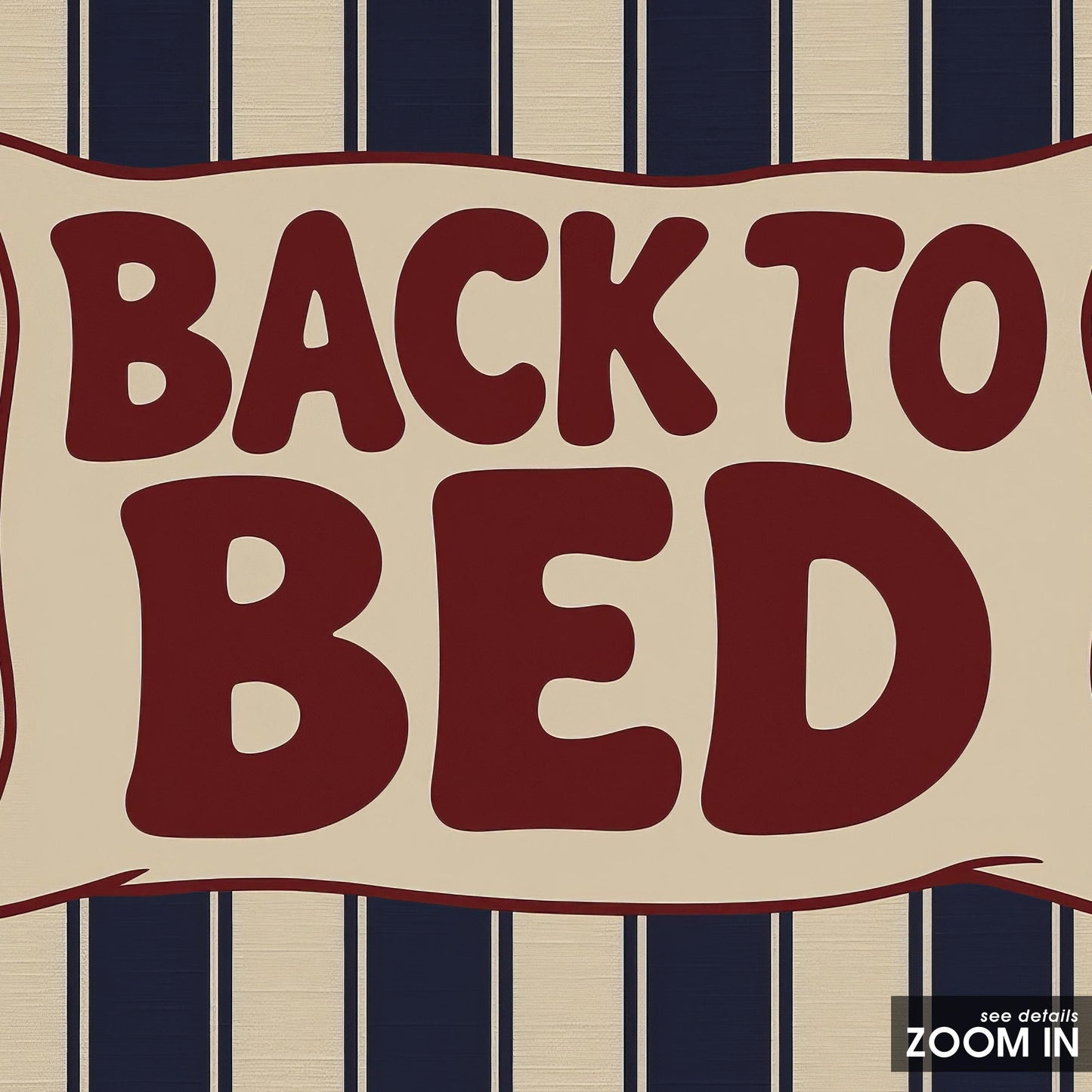 Back to Bed Western Poster – Rustic Navy Stripe Bedroom Art Print