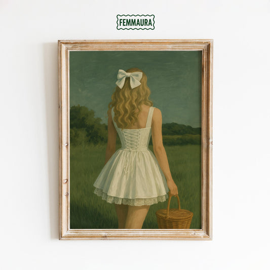 Picnic Girl Poster – Retro Wall Decor With Red Gingham And Summer Picnic Art