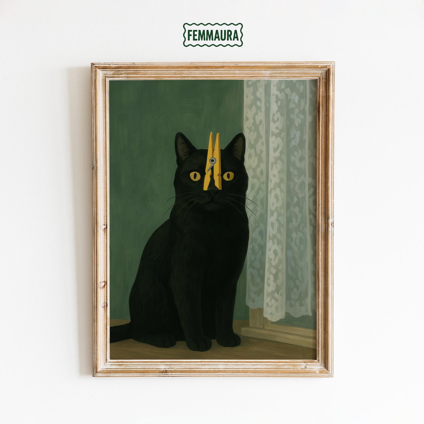 Black Cat Wall Art – Surreal Minimalist Cat Print | Gothic Home Decor Poster