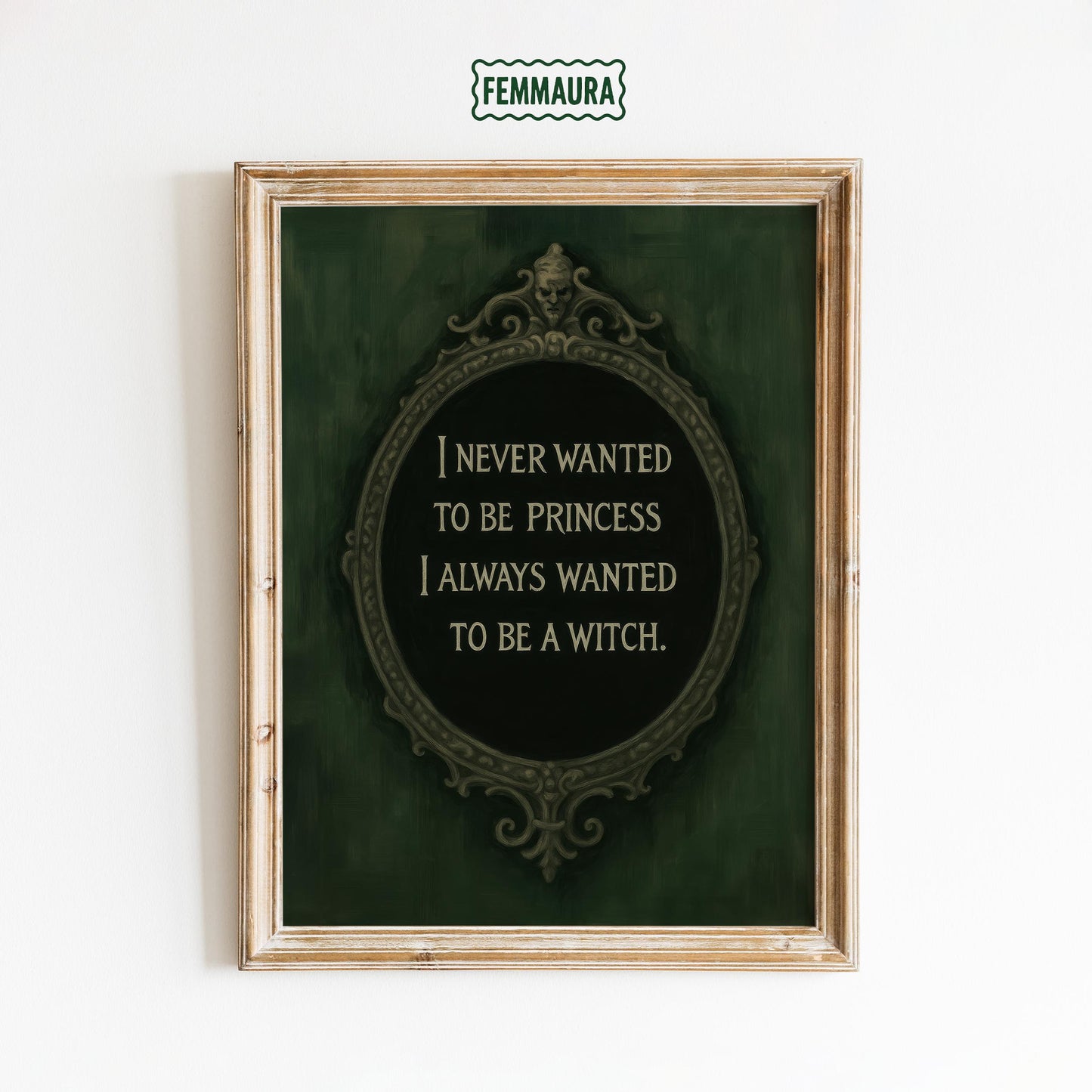 Gothic Feminist Art Print – Witch Quote Poster With Baroque Style Frame
