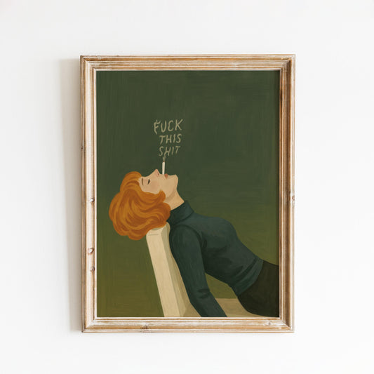 Retro Smoking Lady Art – Bold Redhead Poster | Feminist Quote Print