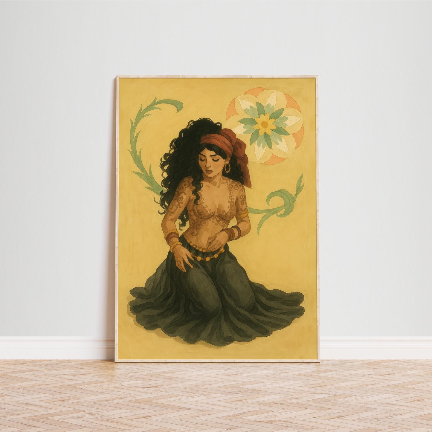 Bohemian Wall Art – Mystical Feminine Gypsy Woman Poster | Vintage Earth Tone Print