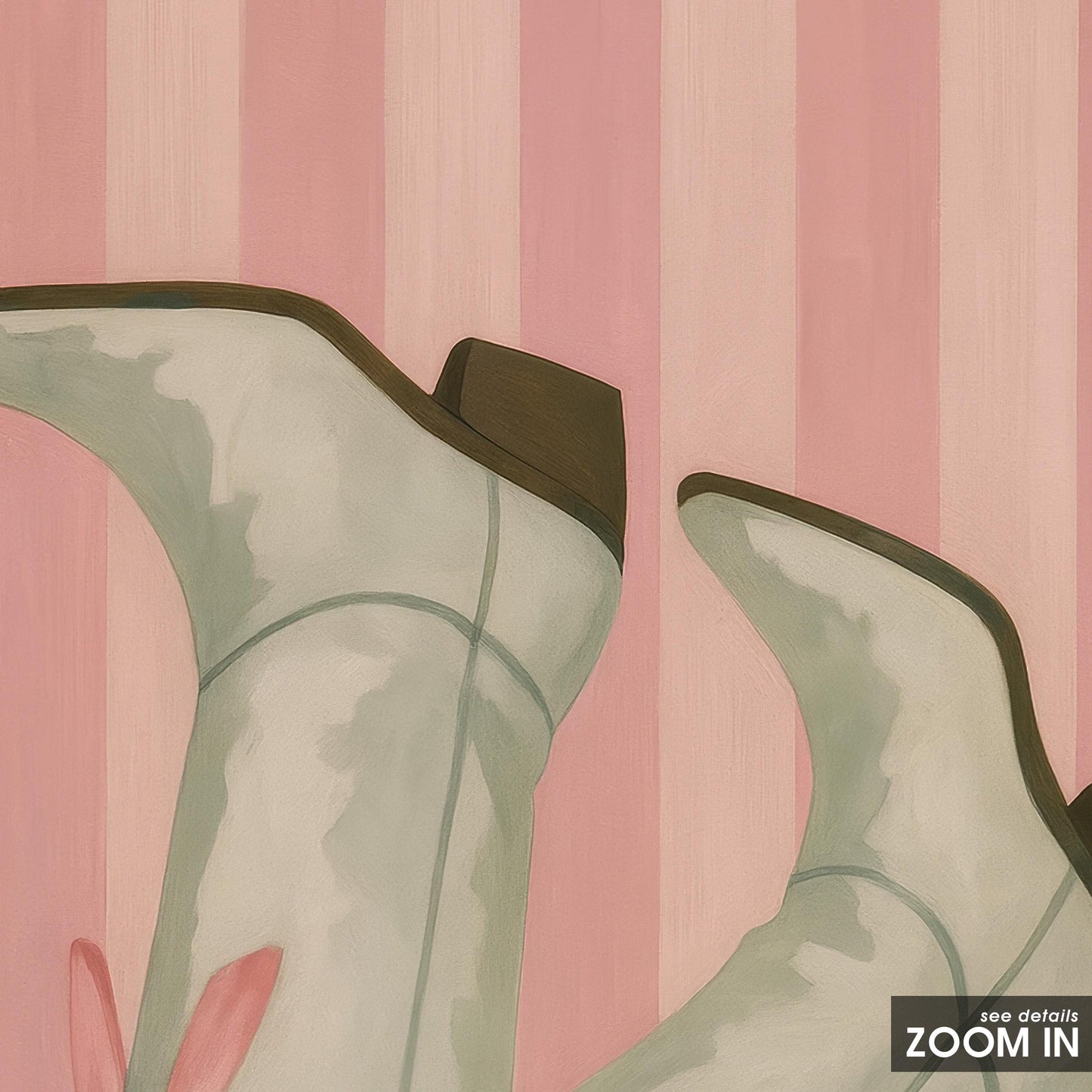 White Cowgirl Boots Feminine Western Art – Pink Striped Poster with Bow