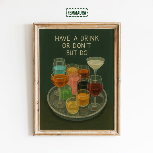 Vintage Cocktail Glasses – Moody Drinking Art | Colorful Glass Print Wall Decor