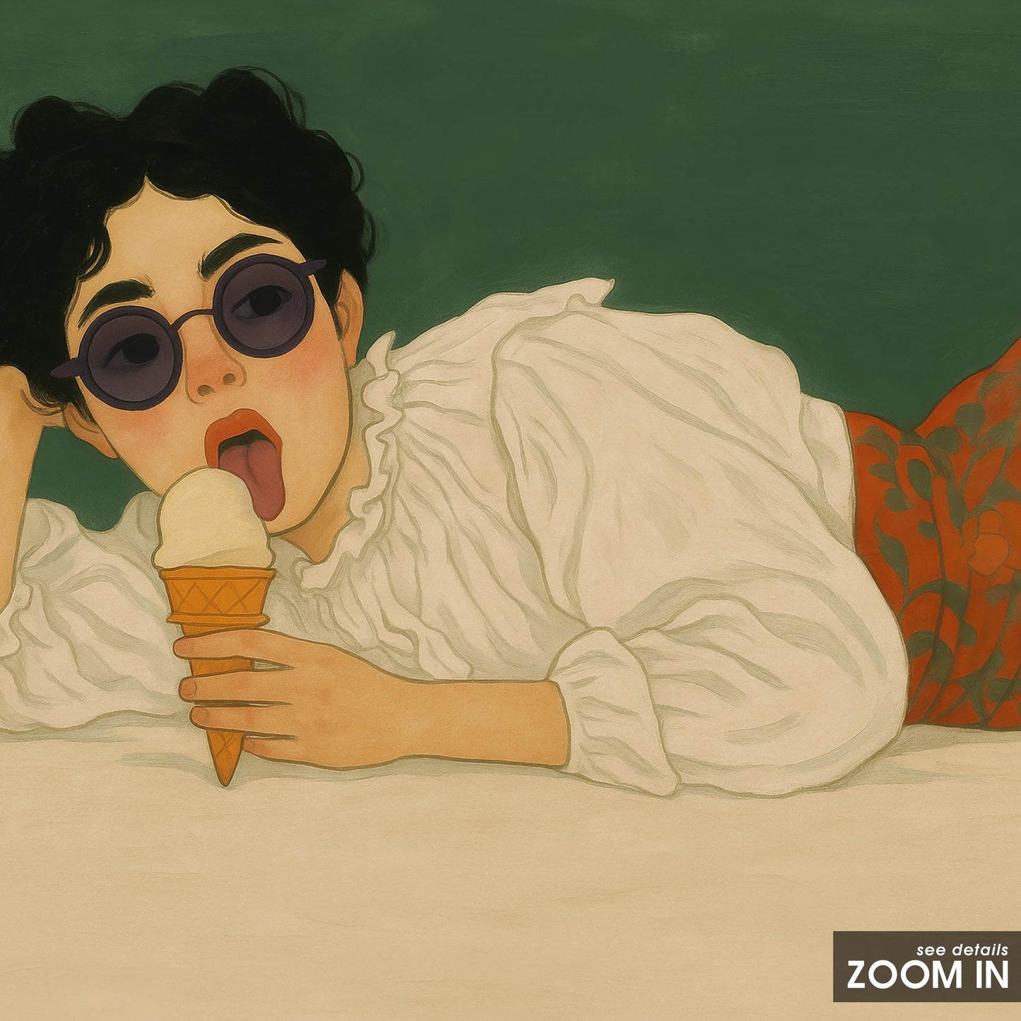 Queer Art Print – Retro Girl Print With Vintage Ice Cream & Feminine Wall Art