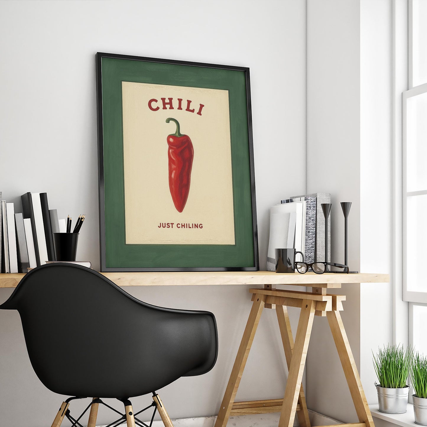 Vintage Kitchen Poster – Retro Wall Art Featuring Chili Pepper Print