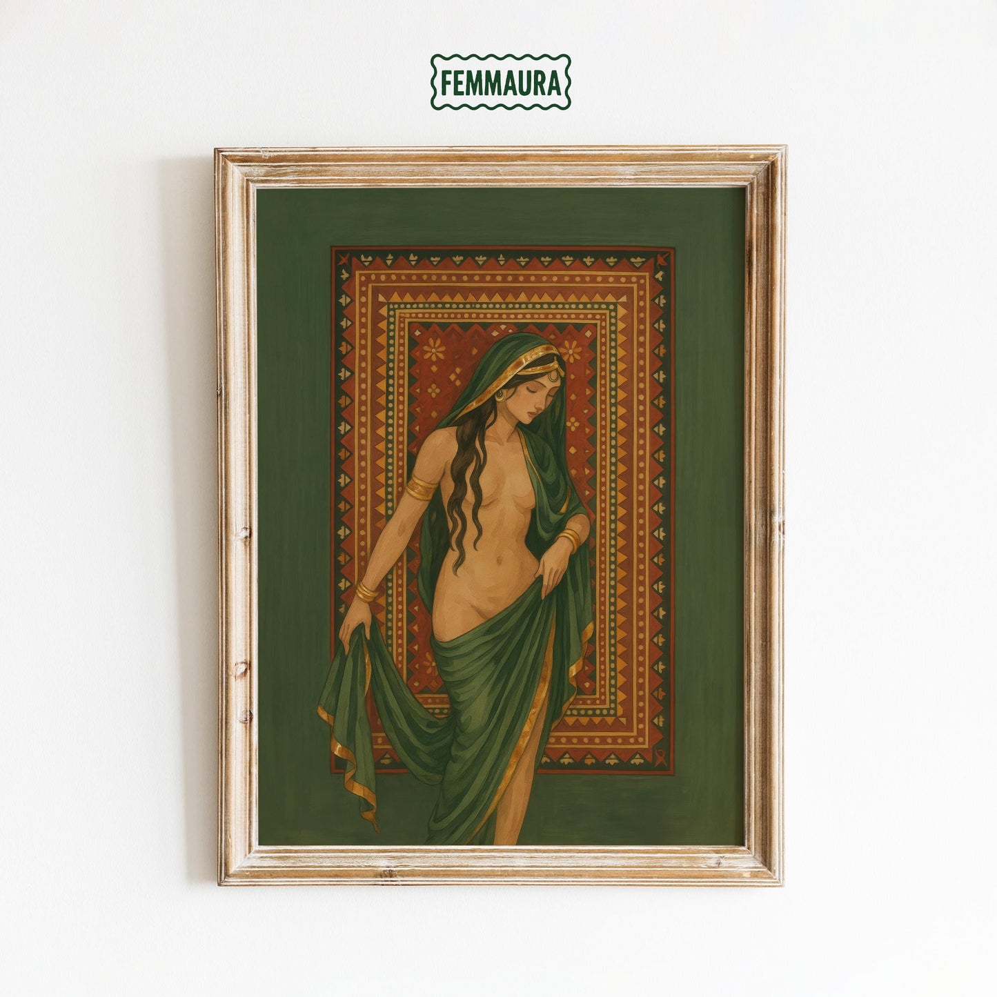 Divine Goddess Poster – Vintage Boho Feminine Wall Art With Ornate Tapestry
