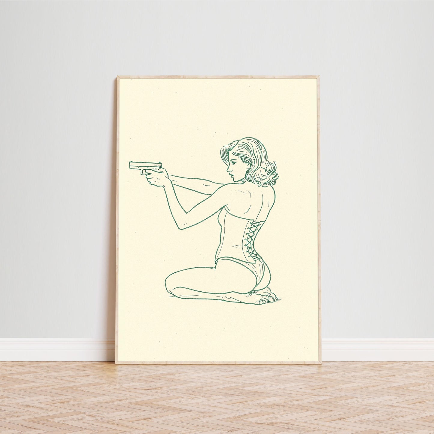Armed Muse Poster – Minimal Line Art Woman Print, Femmaura Bold Series