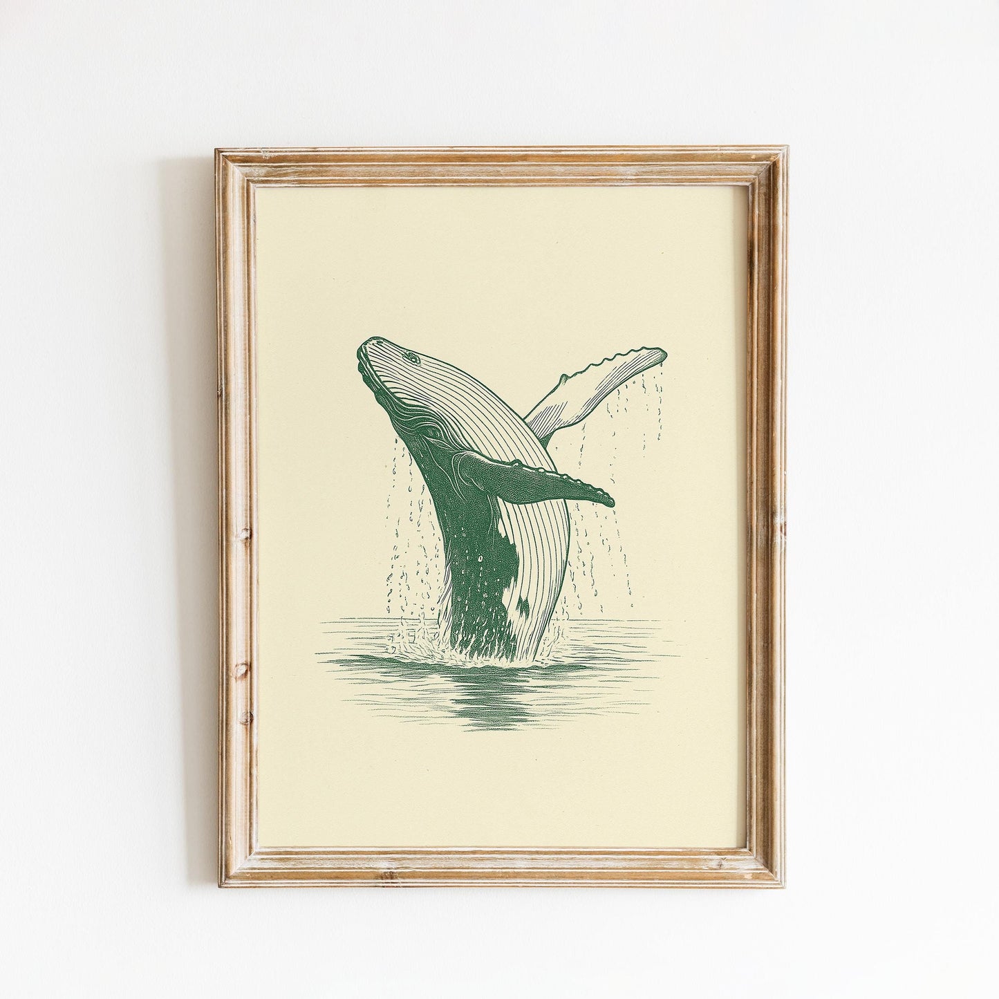 Whale Line Art Poster – Minimal Nature Print, Vintage Ocean Illustration