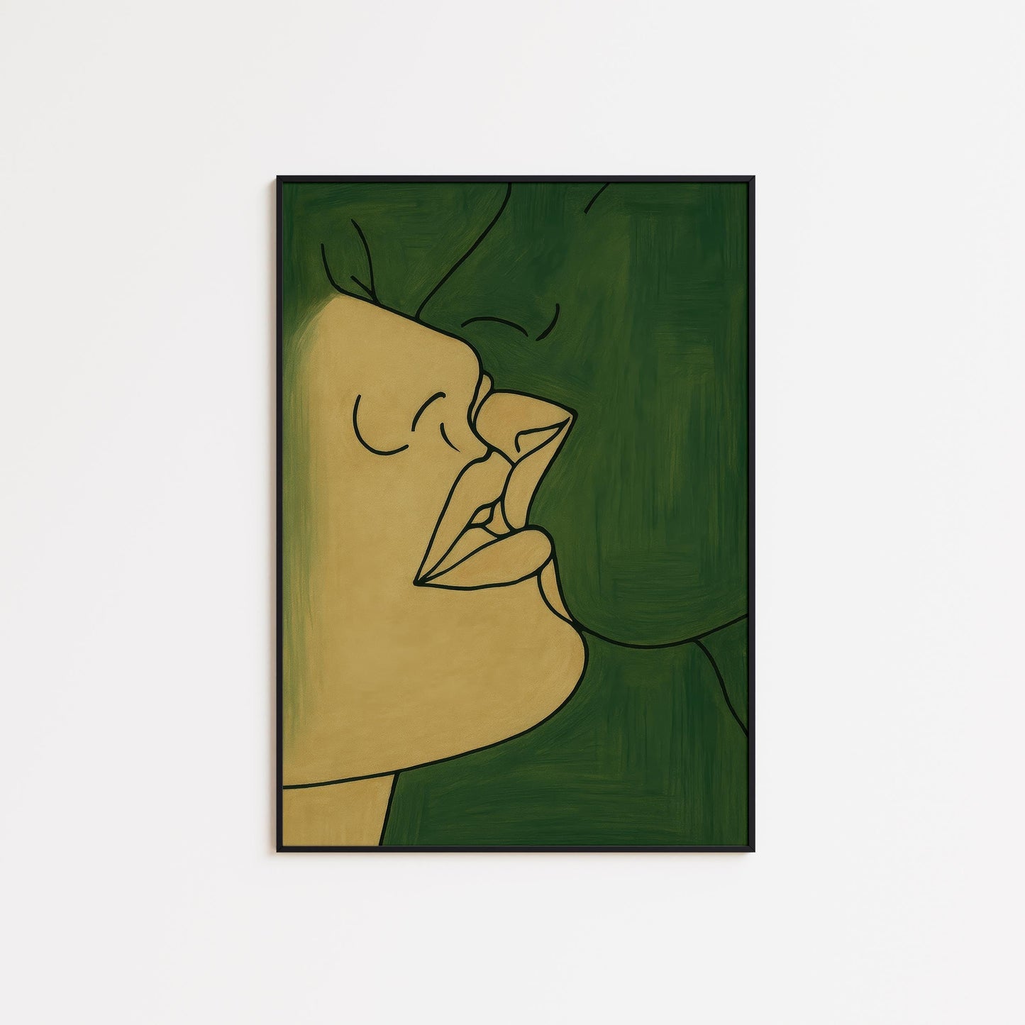 Minimalist Kissing Poster – Intimate Couple Art Print | Modern Line Art Decor
