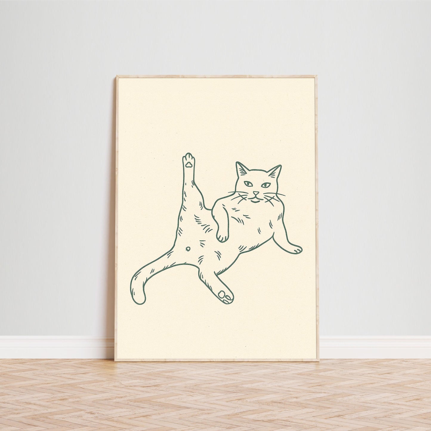 Confident Cat Poster – Minimalist Funny Line Art Print