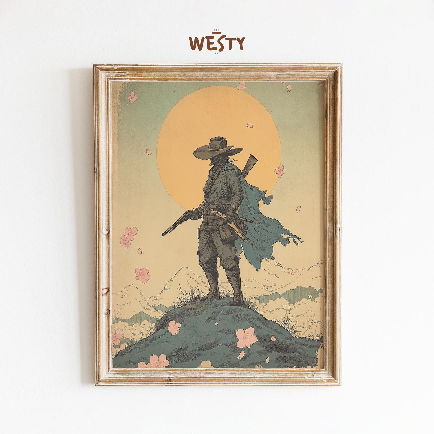 Lone Warrior Cowboy Poster – Samurai Western Style Art Print