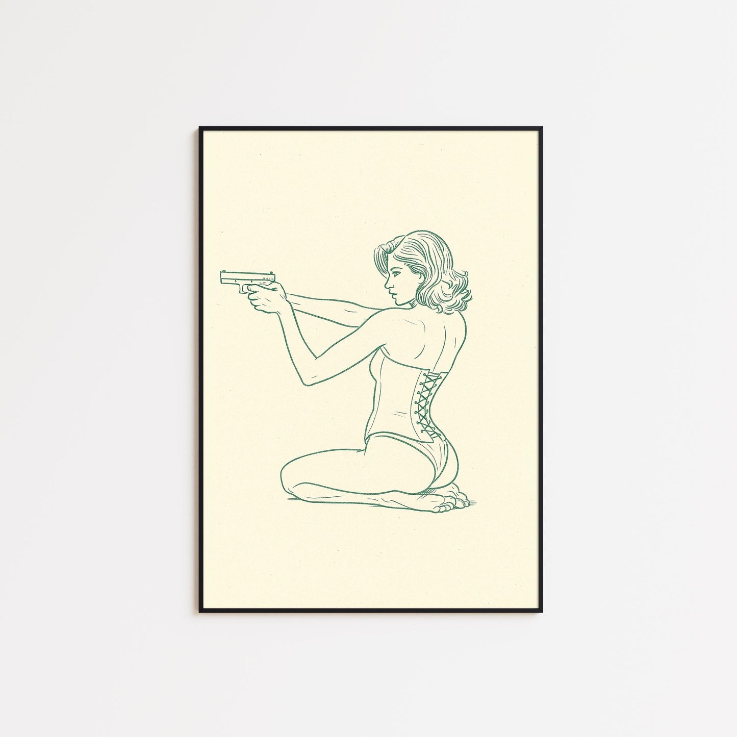 Armed Muse Poster – Minimal Line Art Woman Print, Femmaura Bold Series