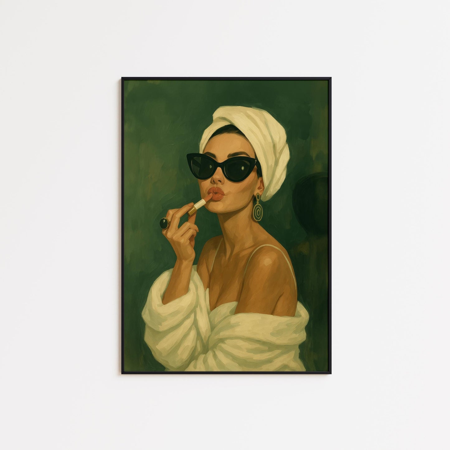 Lipstick Glam Poster – Retro Vanity Art With Green Wall Decor & Feminine Strength Print