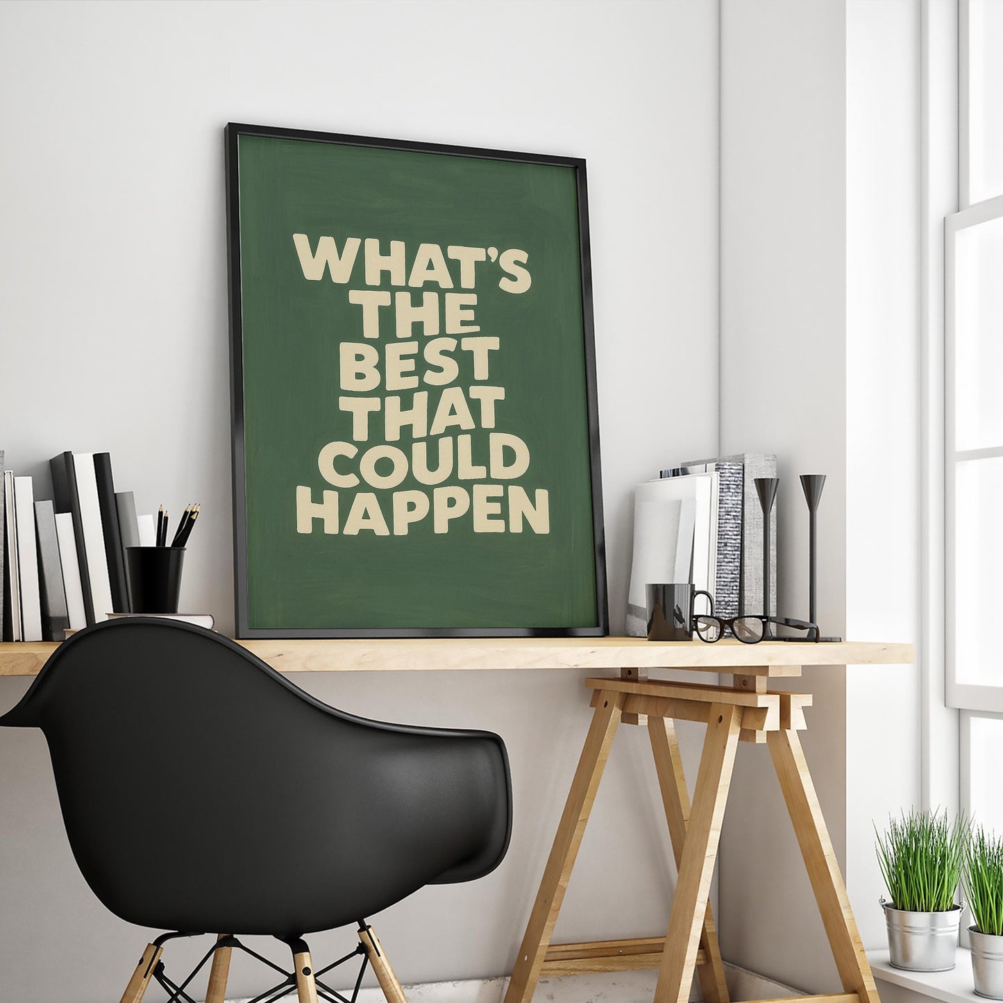 Motivational Quote Poster – Retro Green Typography Decor | Positive Wall Art Print