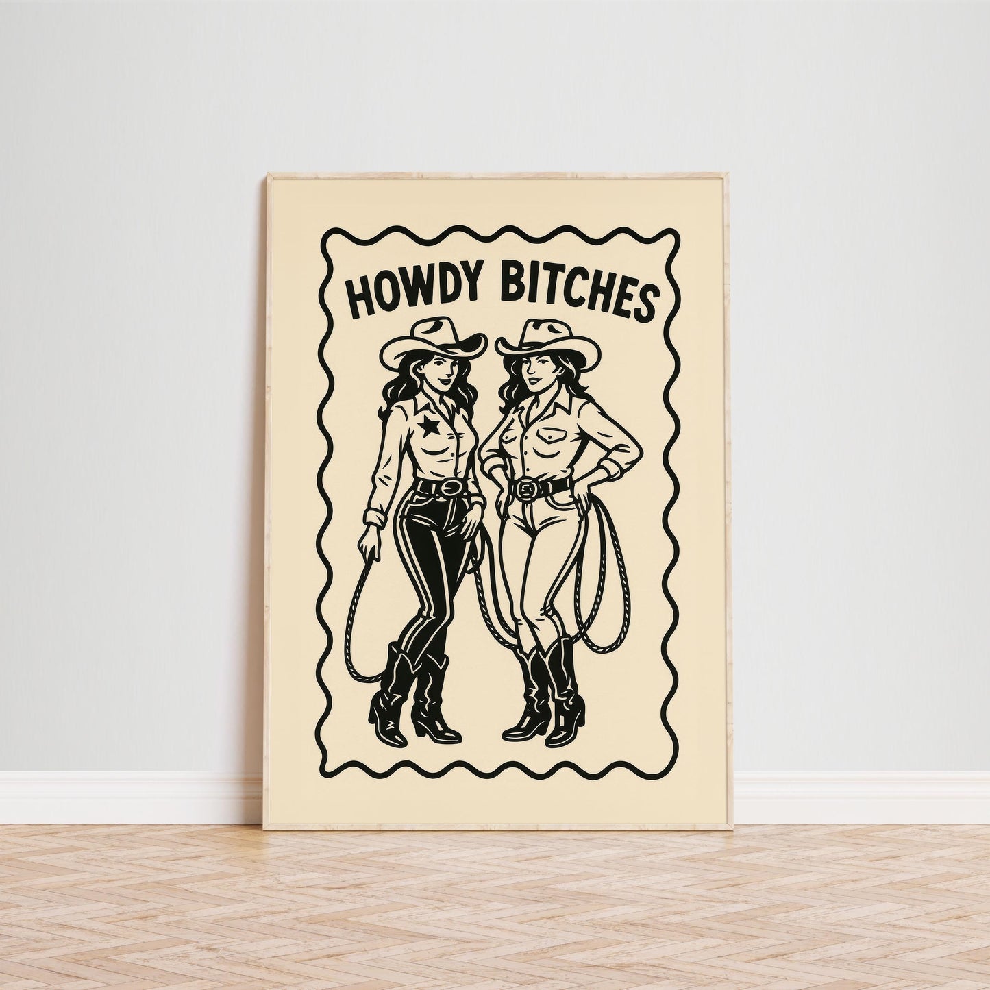 Queer Cowgirl Poster – Bold Cowboy Girl Art | Retro Line Artwork Print