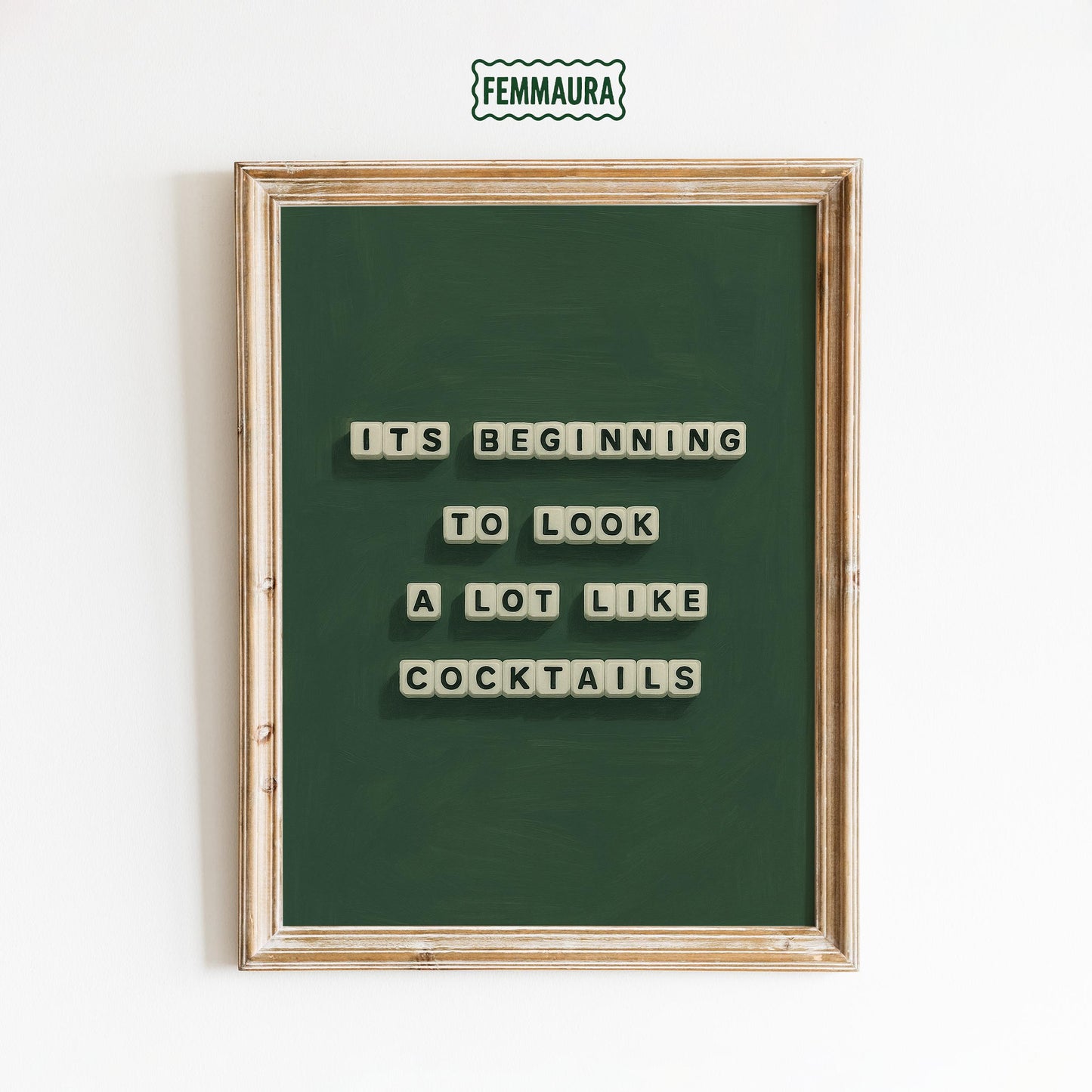 Cocktail Quote Poster – Retro Green Drink Wall Art | Festive Bar Decor Print
