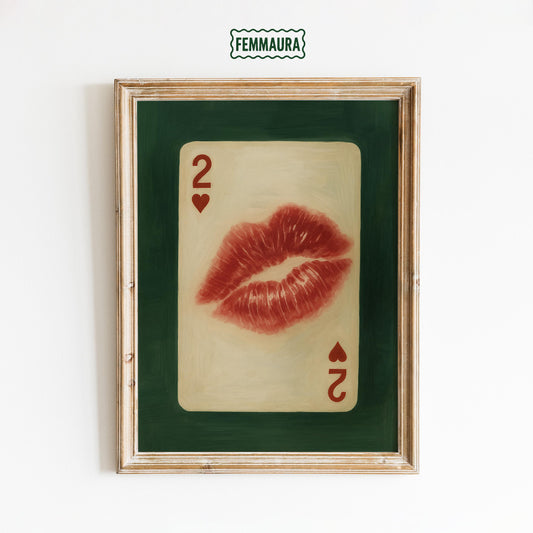 Two Of Hearts Poster – Retro Kiss Art | Romantic Wall Print, Vintage Love