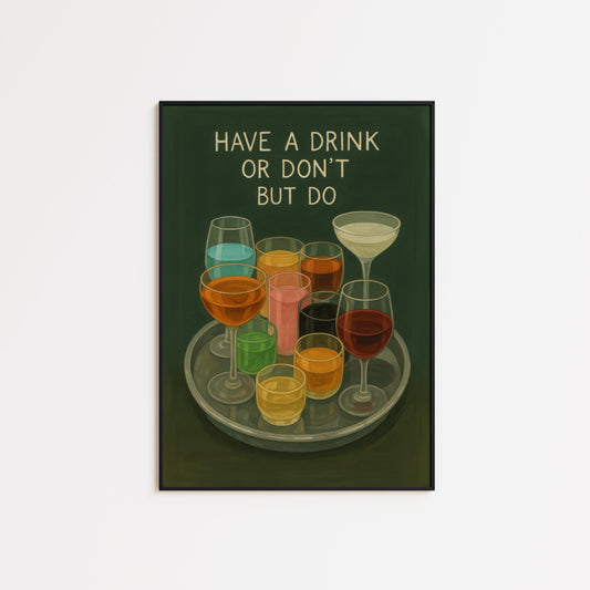 Vintage Cocktail Glasses – Moody Drinking Art | Colorful Glass Print Wall Decor