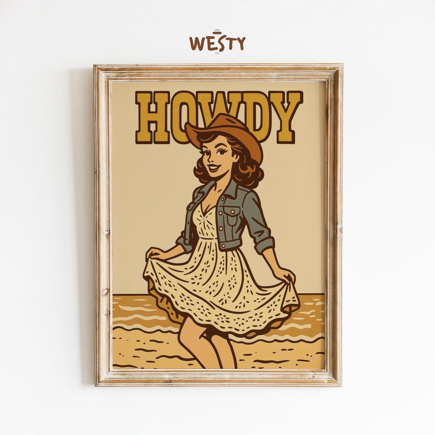 Howdy Retro Cowgirl Poster – Pin-Up Beach Western Art Print