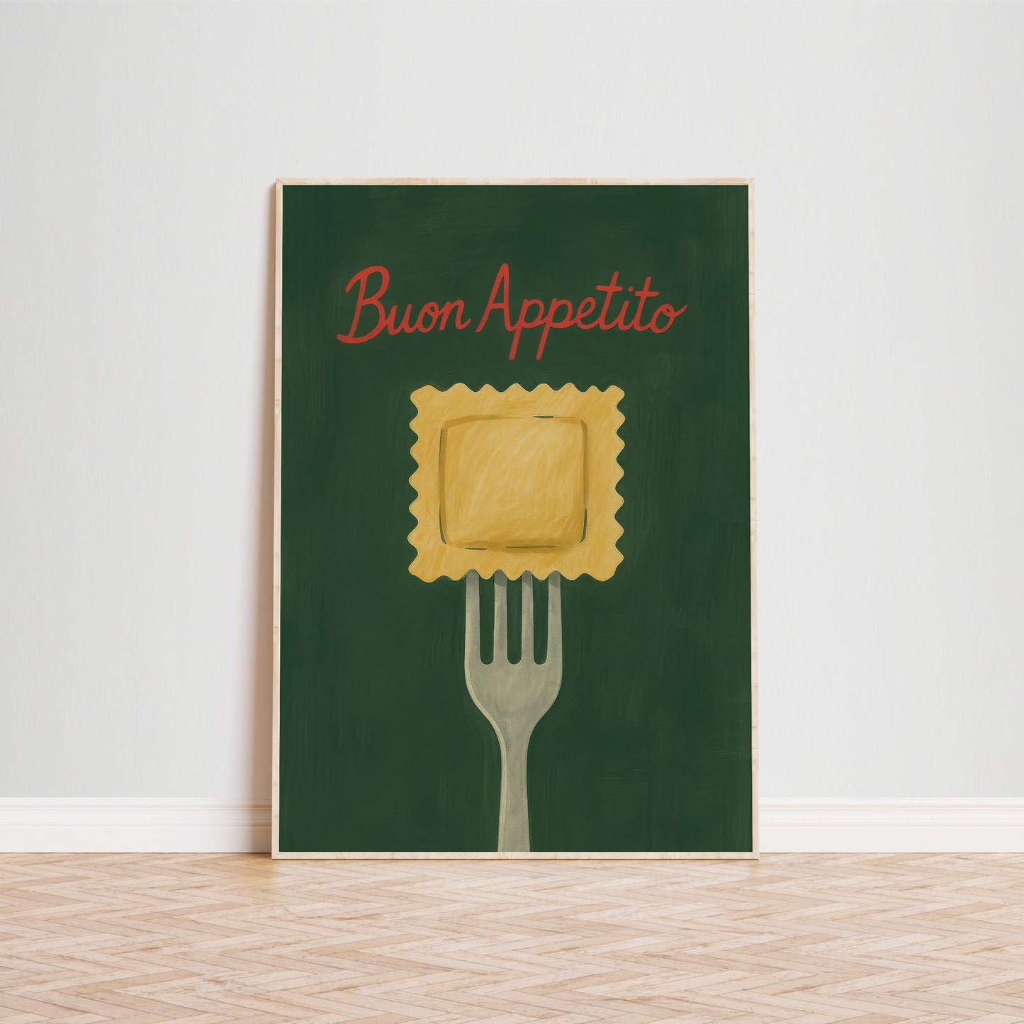 Italian Kitchen Wall Art – Buon Appetito Poster | Pasta Wall Print & Dining Room Decor