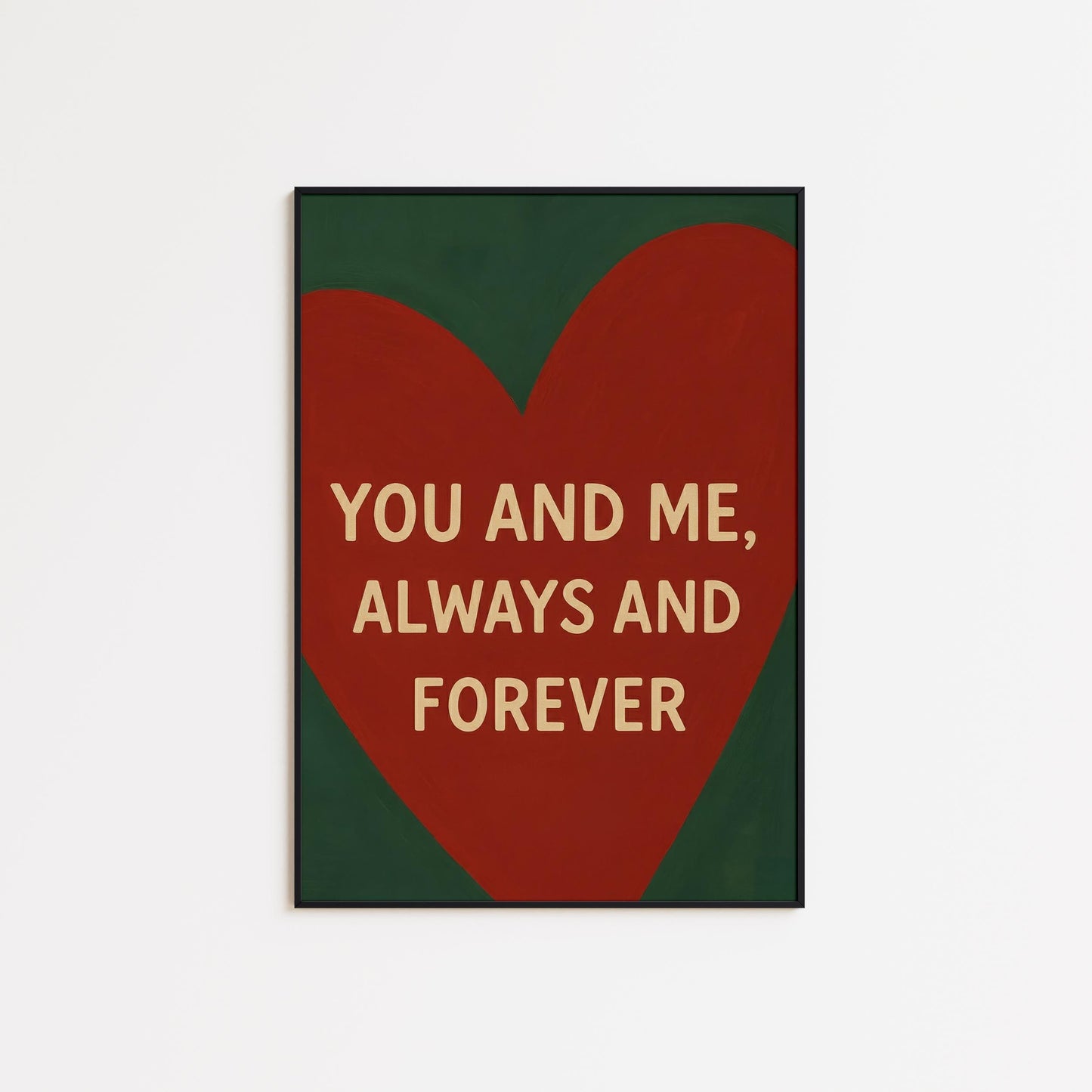 Romantic Wall Art – Minimalist Love Quote Print With Red Heart Artwork