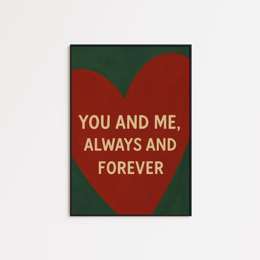 Romantic Wall Art – Minimalist Love Quote Print With Red Heart Artwork