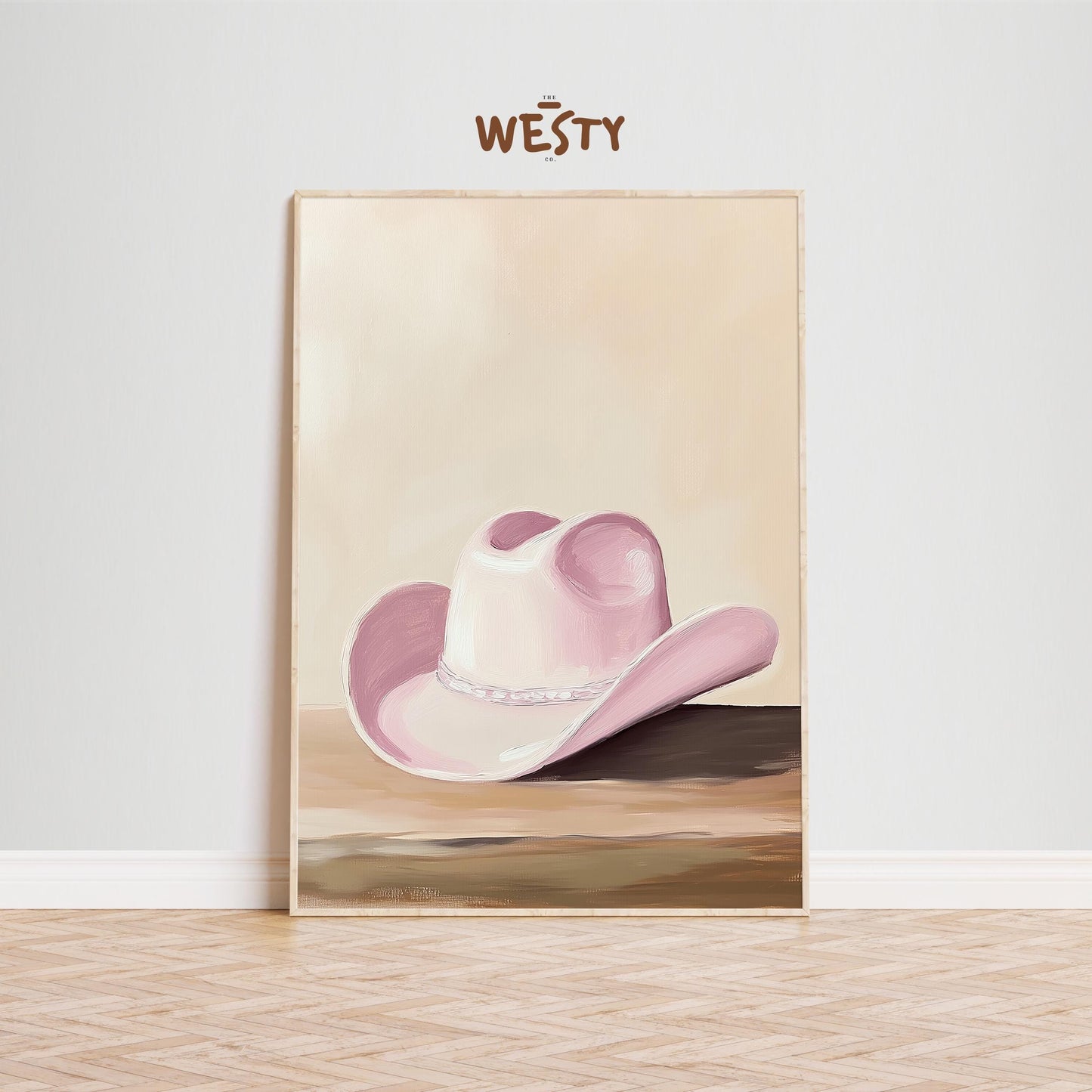 Pink Cowboy Hat Poster – Feminine Western Minimalist Wall Art