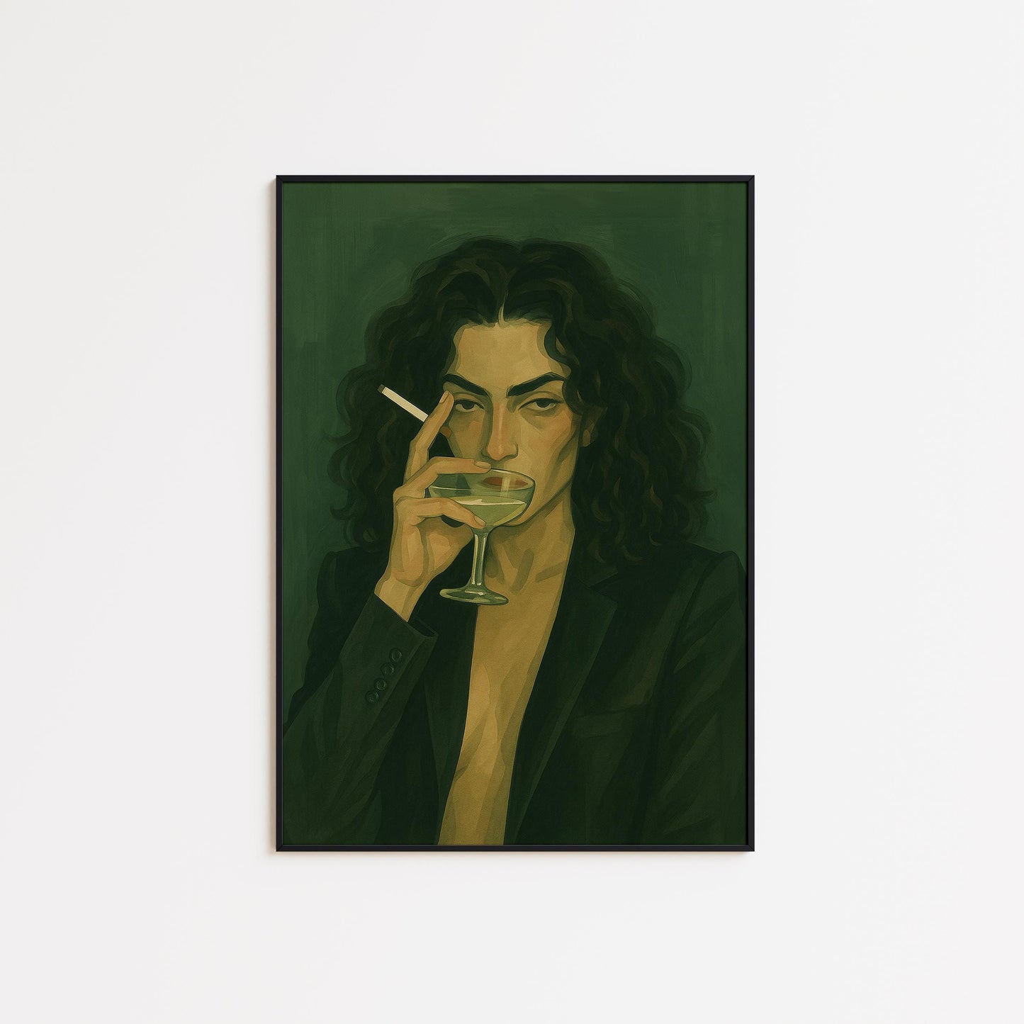 Moody Retro Poster – Dark Cocktail Print | Vintage Noir Artwork Wall Art