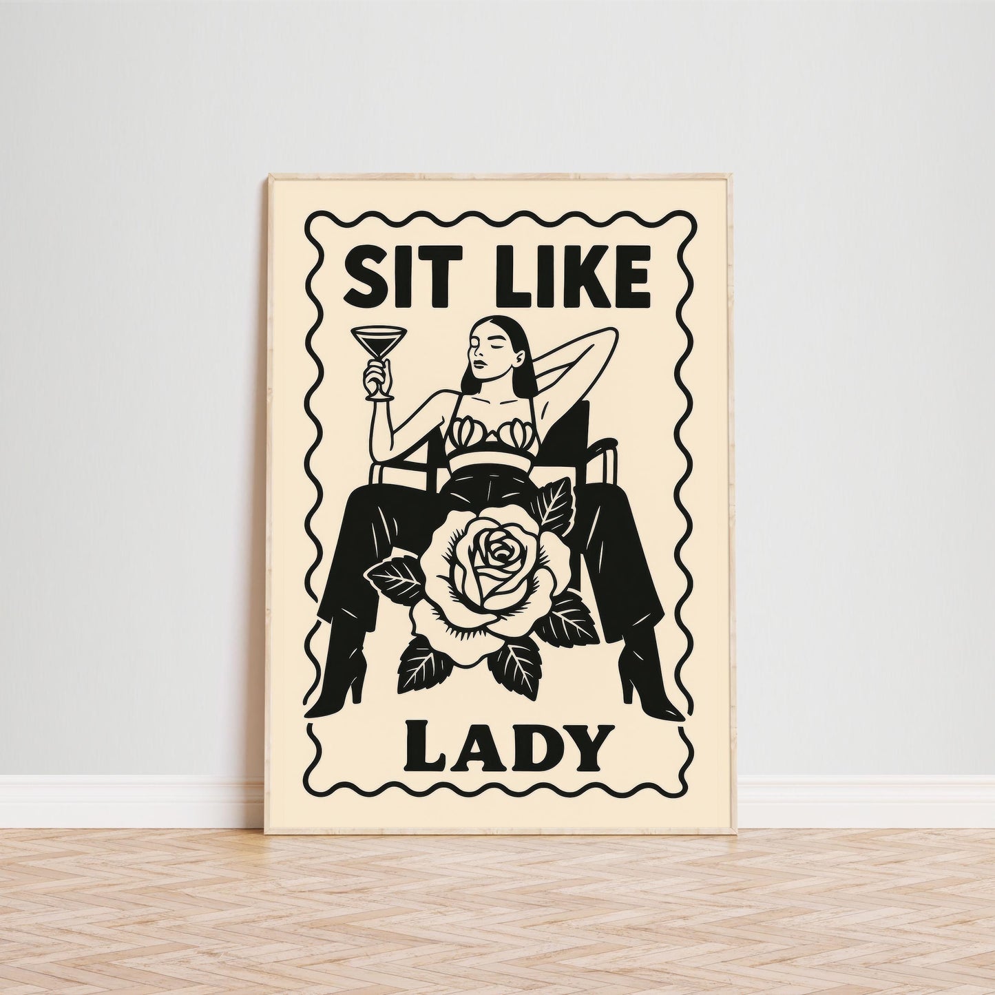Femme Power Art Print – Bold Feminist Rose Poster | Sensual Strength Artwork