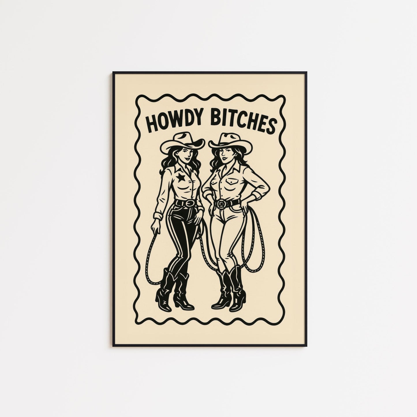 Queer Cowgirl Poster – Bold Cowboy Girl Art | Retro Line Artwork Print