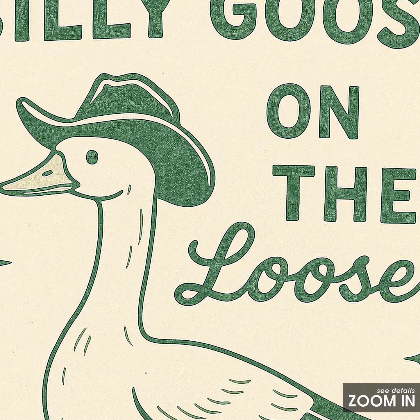Silly Goose Poster – Funny Western Wall Art, Cowboy Goose Print, Retro Minimalist Home Decor