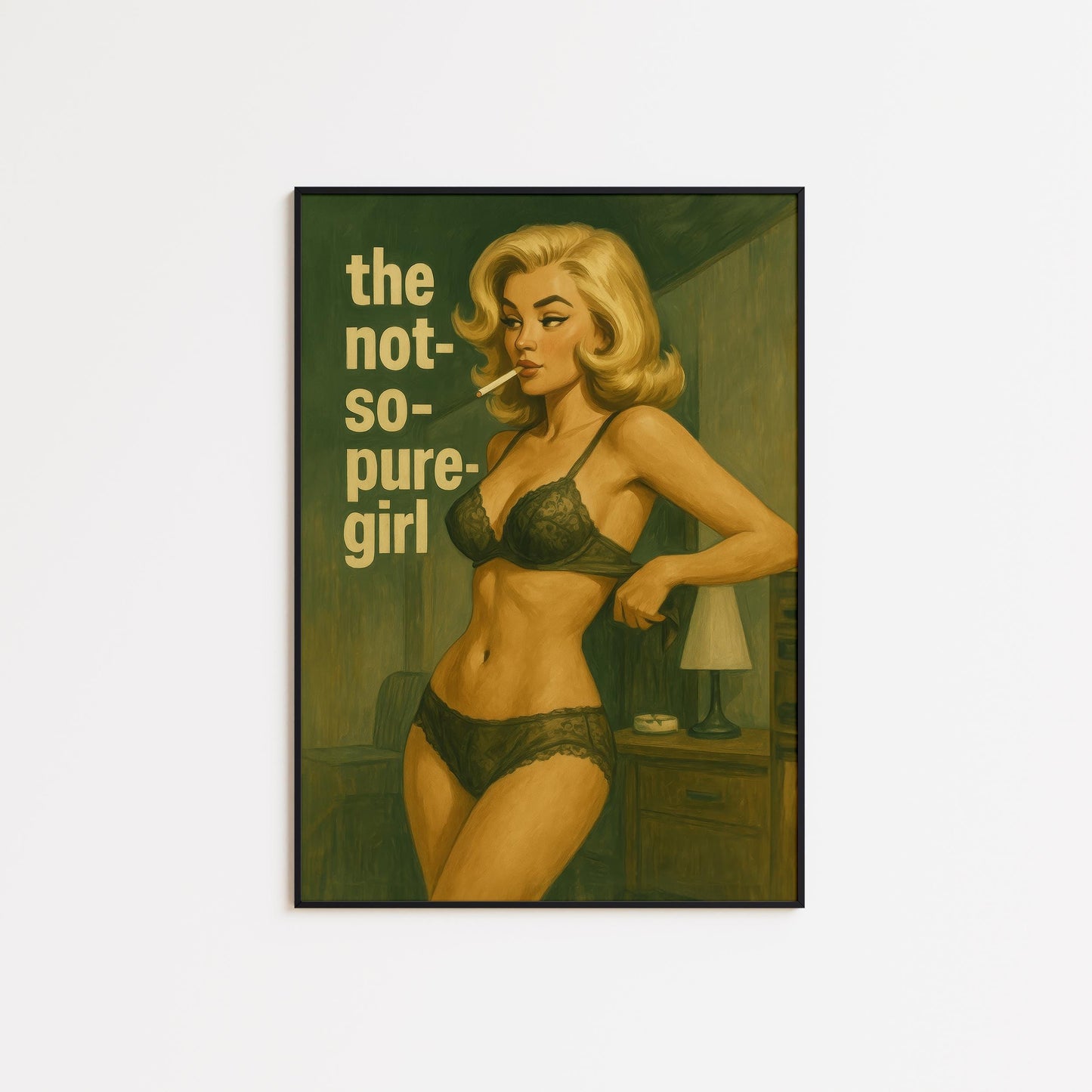 Queer Pulp Pin-Up Vintage Erotica Art – Bold Femme Fatale Poster on Semi-Glossy Paper