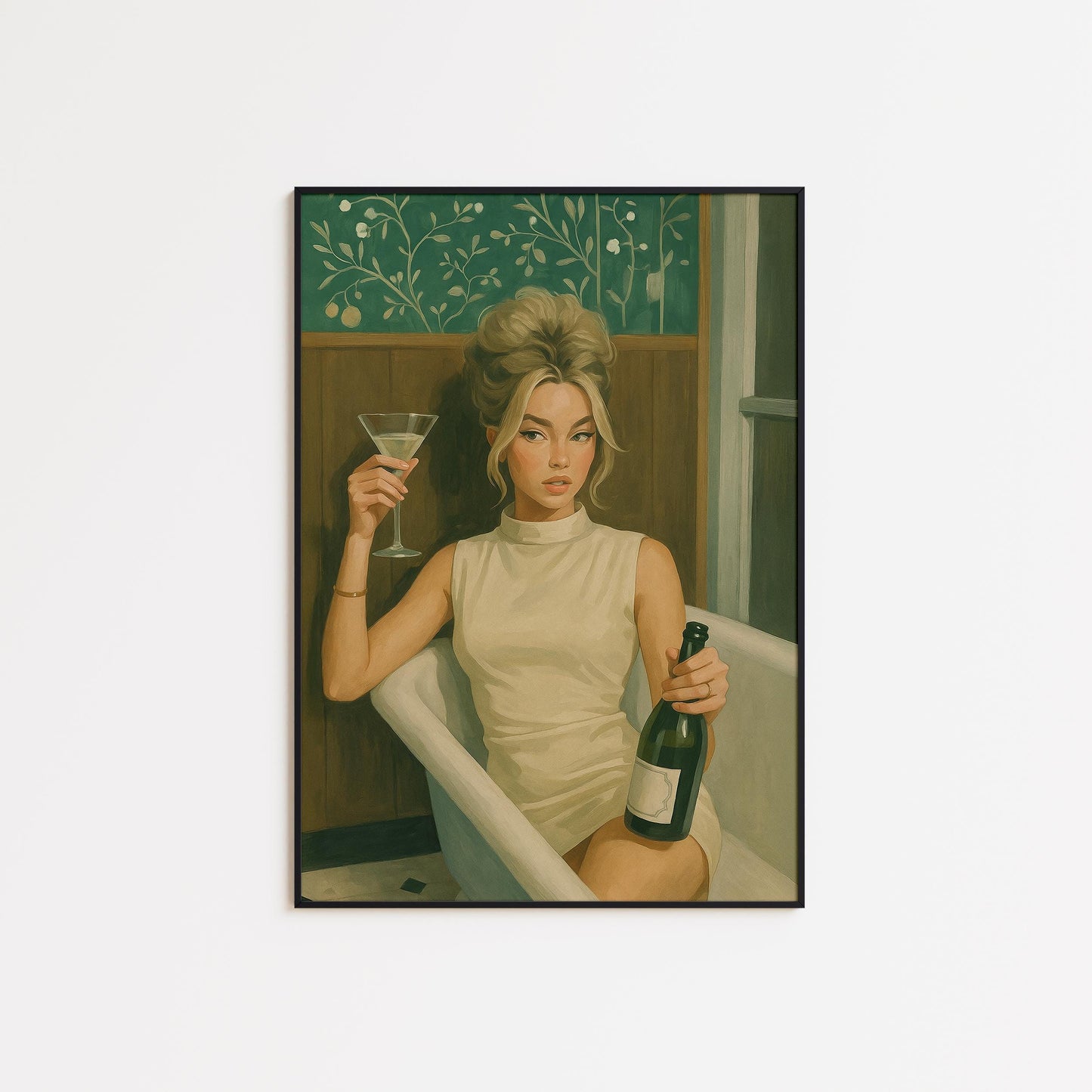 Feminine Art Print – Retro Glam Poster Featuring Elegant Woman Portrait