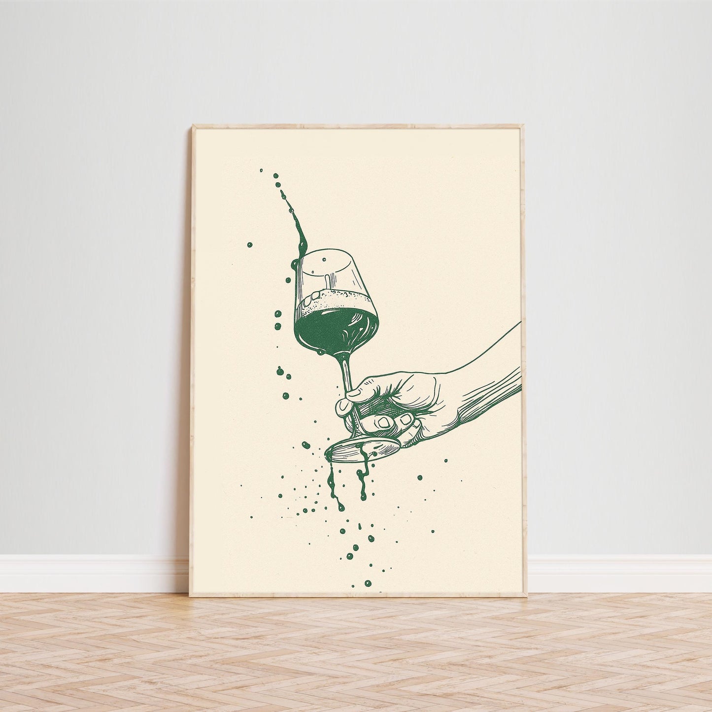 Wine Spill Poster – Minimal Line Art of a Wine Glass