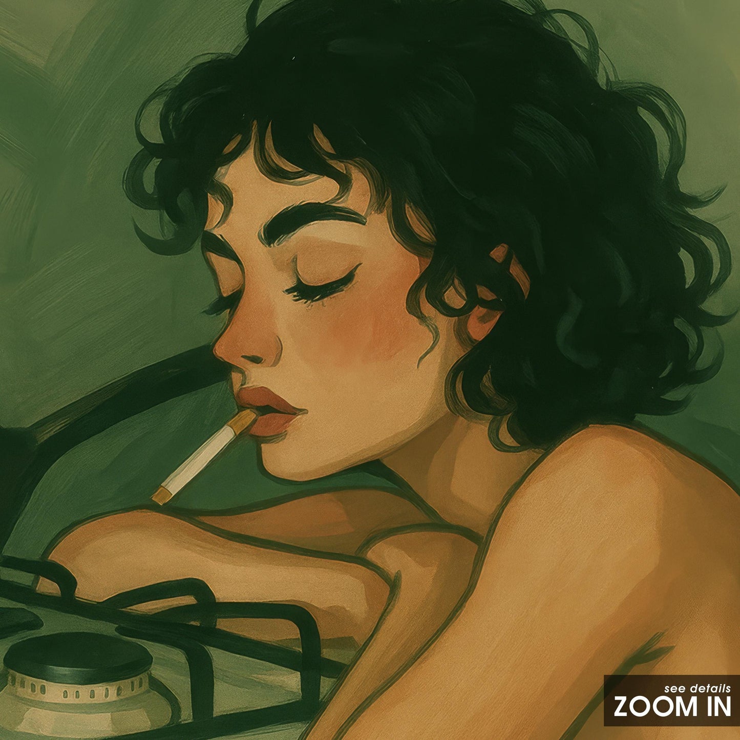 Sad Girl Poster – Moody Kitchen Art With Curly Hair Print & Feminine Soft Decor