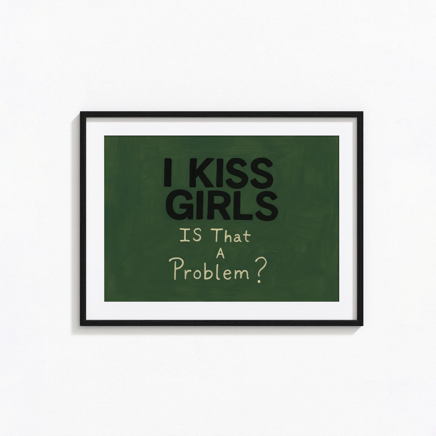 Queer Pride Poster – Bold Lesbian Wall Decor with Dark Green Background Art