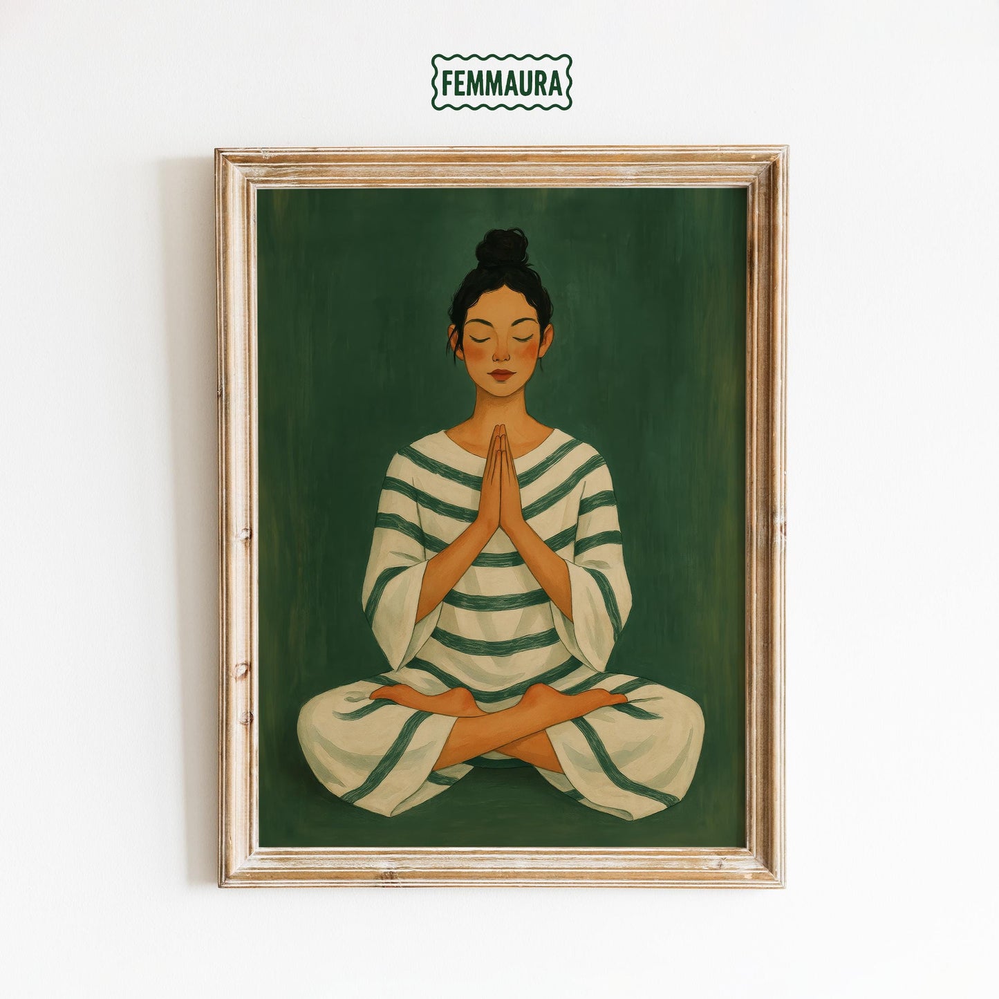 Calm Meditation Wall Art – Feminine Zen Poster | Green Mindful Decor Print