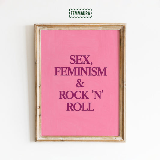 Feminist Retro Poster – Bold Pink Wall Print With Vintage Slogan Art