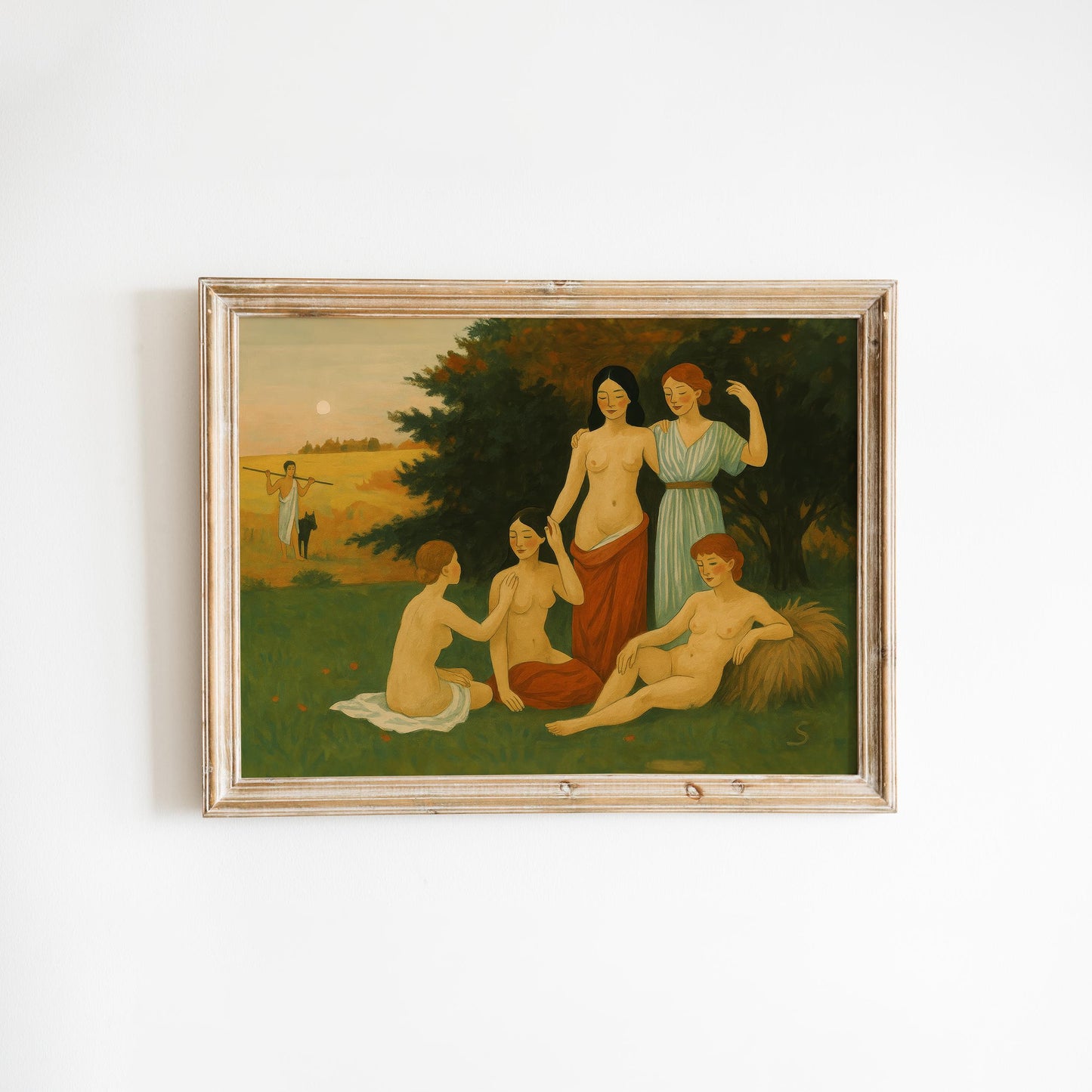 Feminine Harmony Poster – Pastoral Art Print With Queer Sisterhood Scene