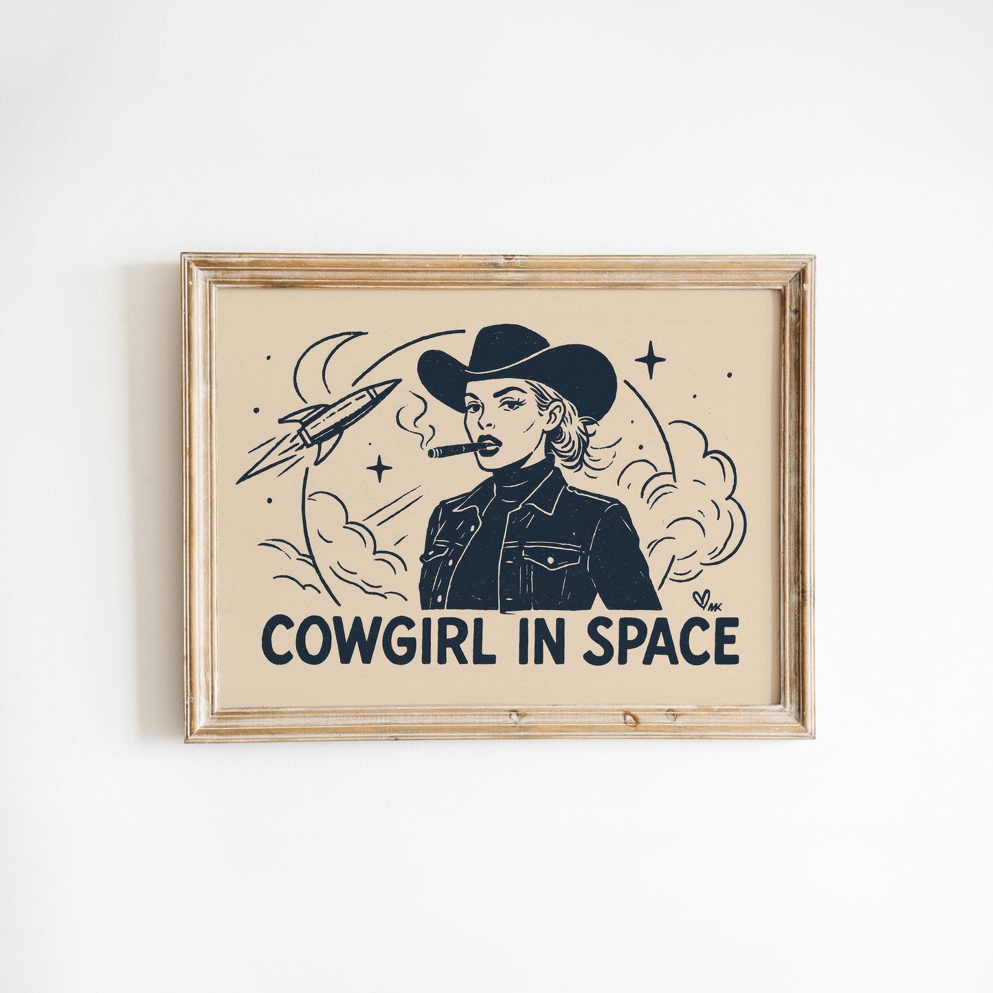 Retro Western Sci-Fi Poster – Space Cowgirl Digital Download Art Print