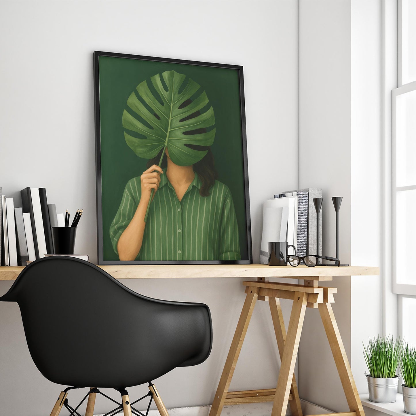 Monstera Leaf Poster – Minimalist Botanical Wall Art | Tropical Leaf Print