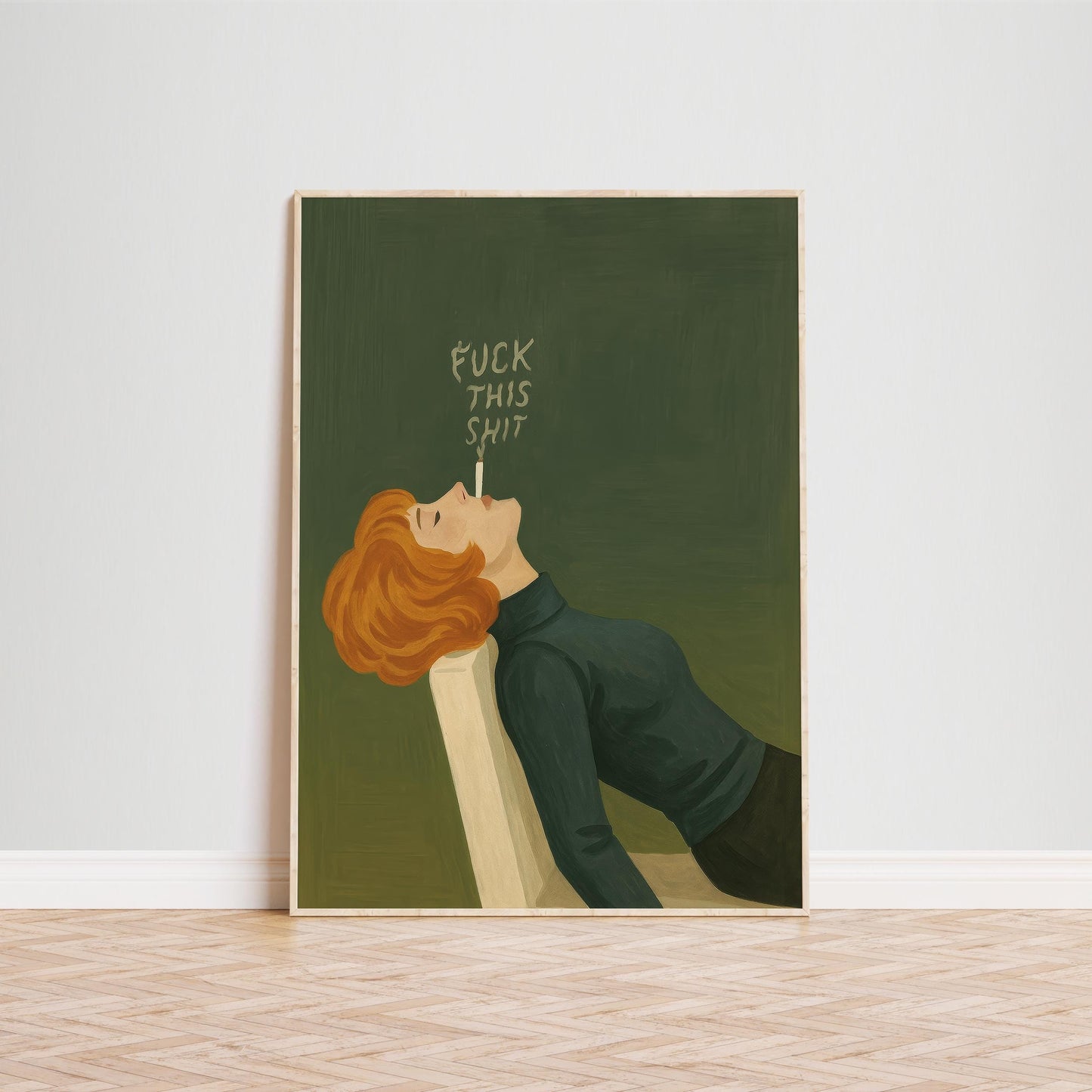Retro Smoking Lady Art – Bold Redhead Poster | Feminist Quote Print