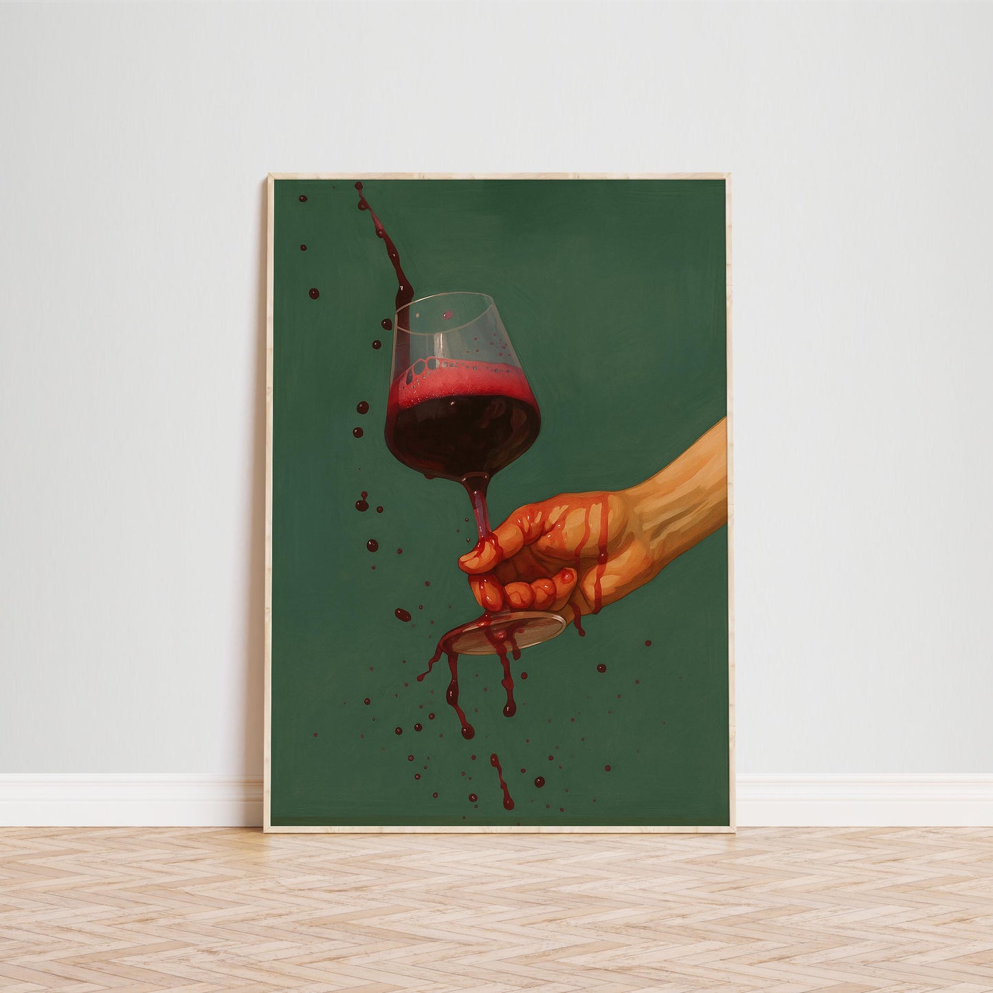 Spilled Wine Poster – Bold Retro Wall Art With Dramatic Wine Artwork