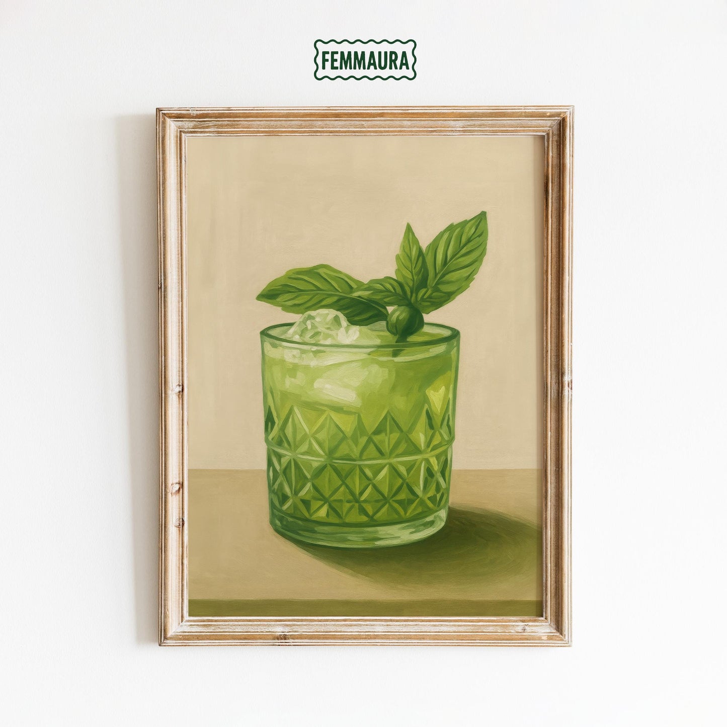 Green Cocktail Art Print – Fresh Mojito Wall Decor | Retro Mixology Poster