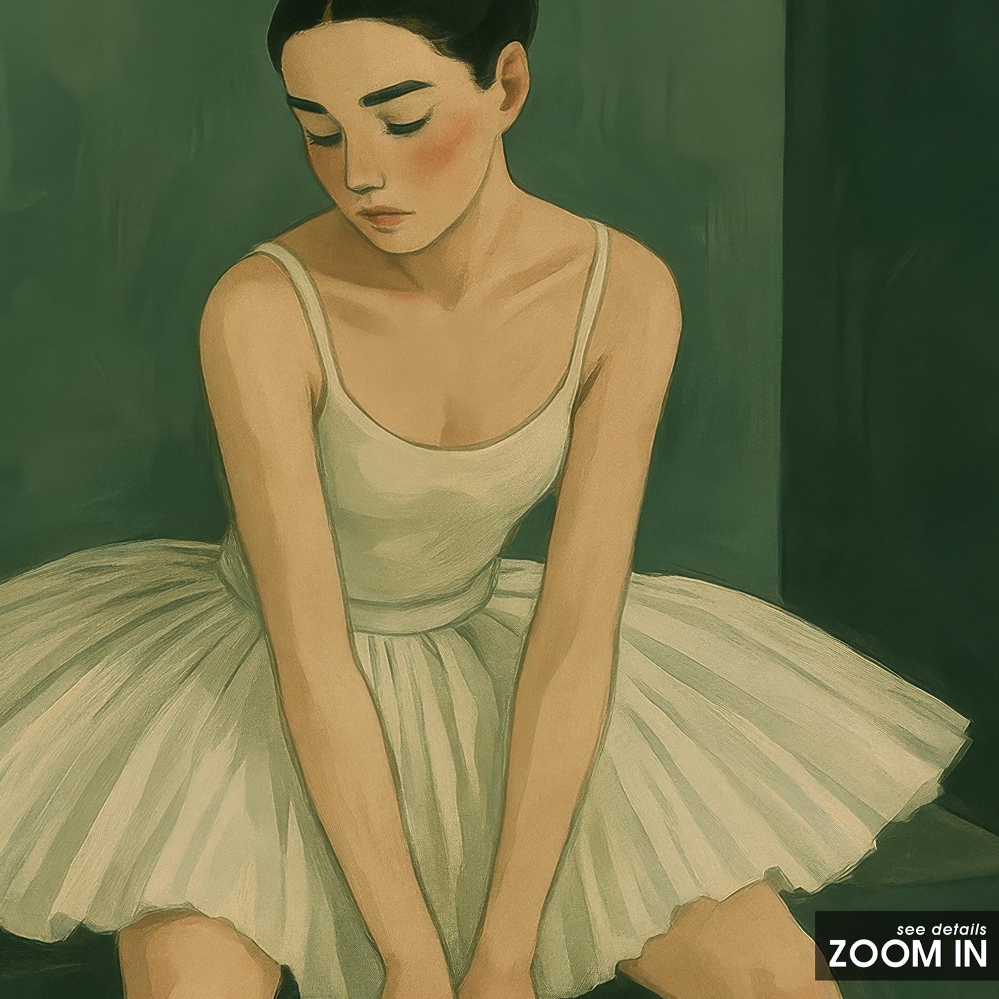 Ballet Dancer Wall Art – Graceful Ballerina Illustration | Elegant White Tutu Painting