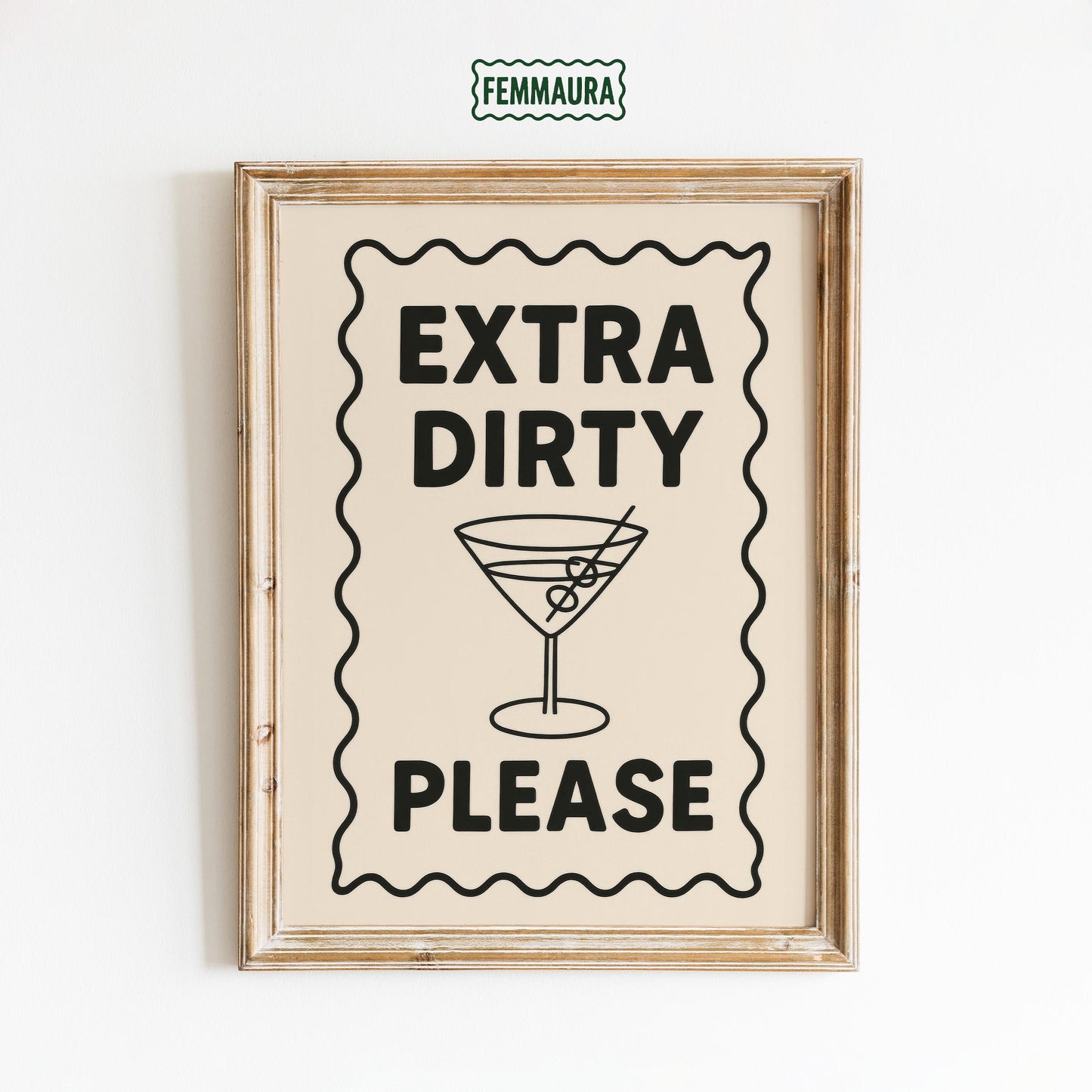 Martini Quote Wall Art – Minimalist Quote Poster With Playful Cocktail Design